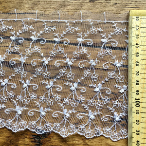 Dainty White Embroidered Bridal Lace Trim