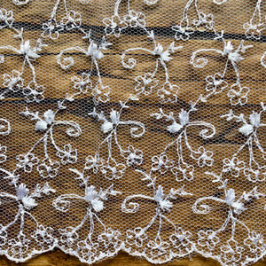 Dainty White Embroidered Bridal Lace Trim